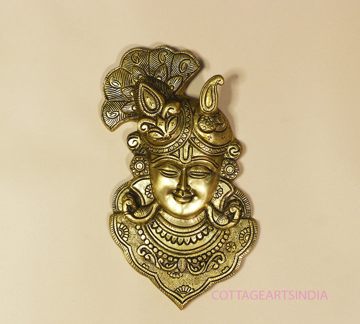 Brass Krishna Mask Wall Hanging