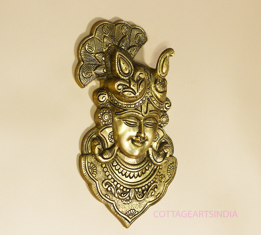 Brass Krishna Mask Wall Hanging