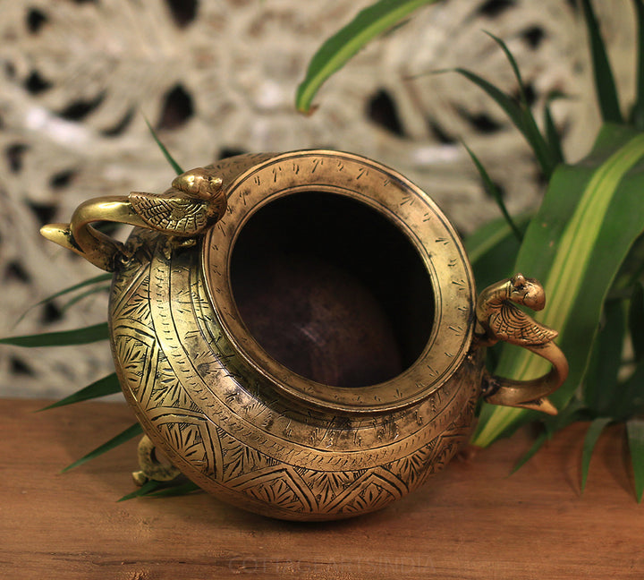 Brass Vintage Carved Planter