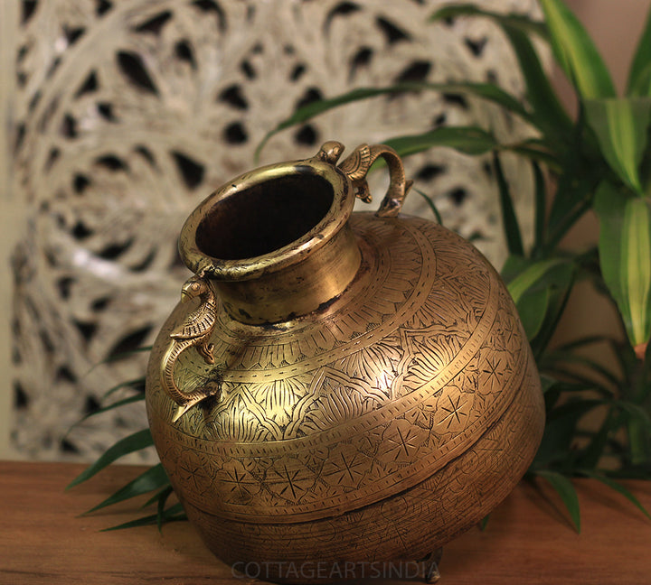 Brass Vintage Carved Planter