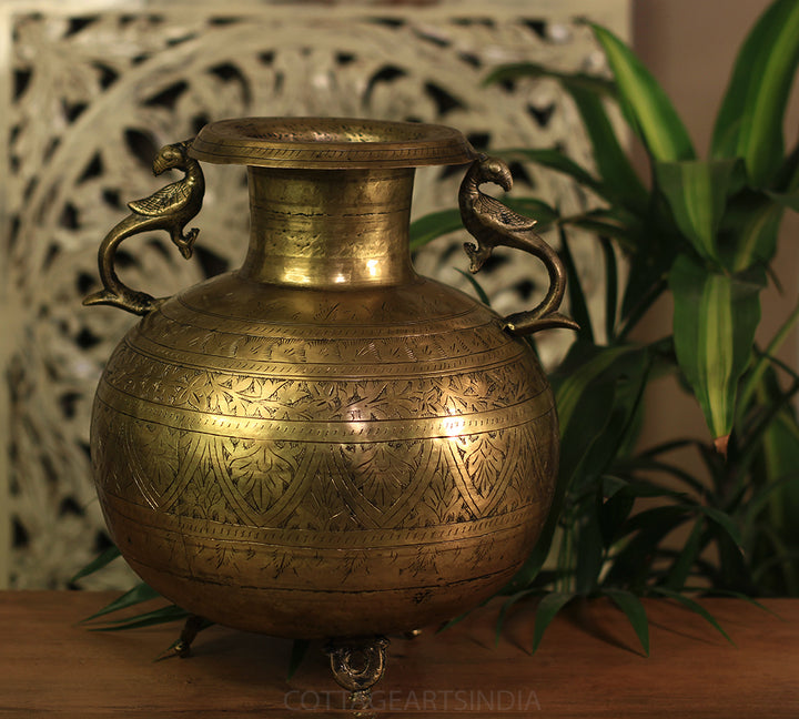 Brass Vintage Carved Planter