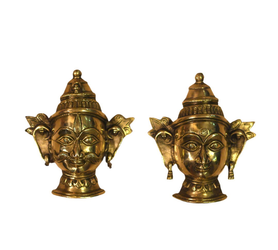 Brass Shiva and Gauri  Mukhlingam Wall Hanging Mask