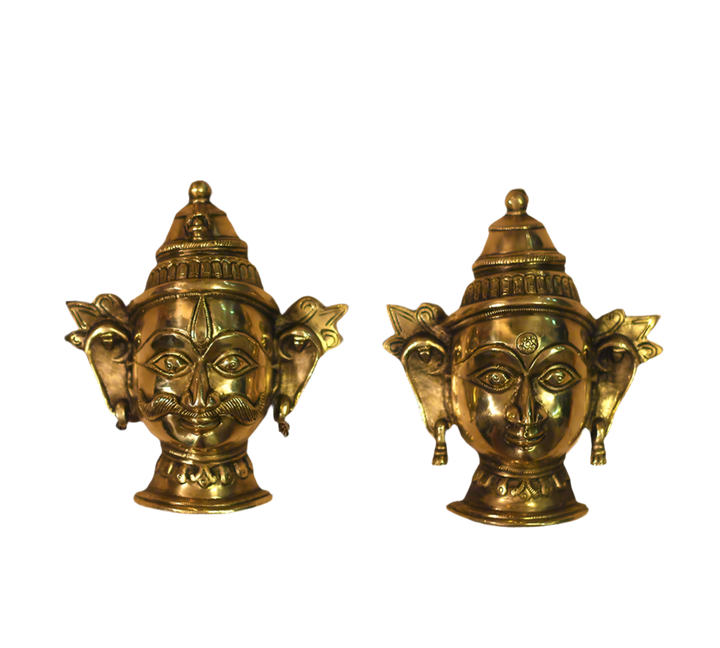 Brass Shiva and Gauri  Mukhlingam Wall Hanging Mask