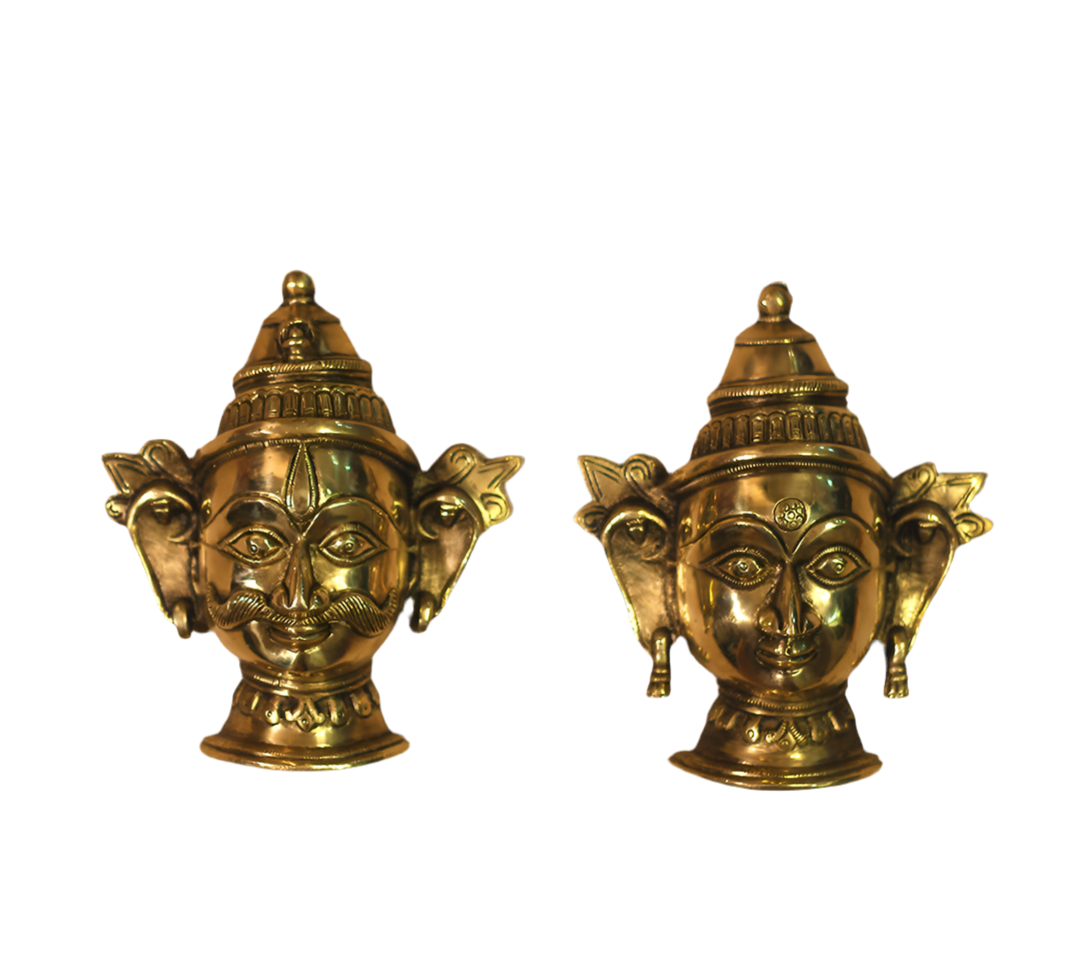 Brass Shiva and Gauri  Mukhlingam Wall Hanging Mask