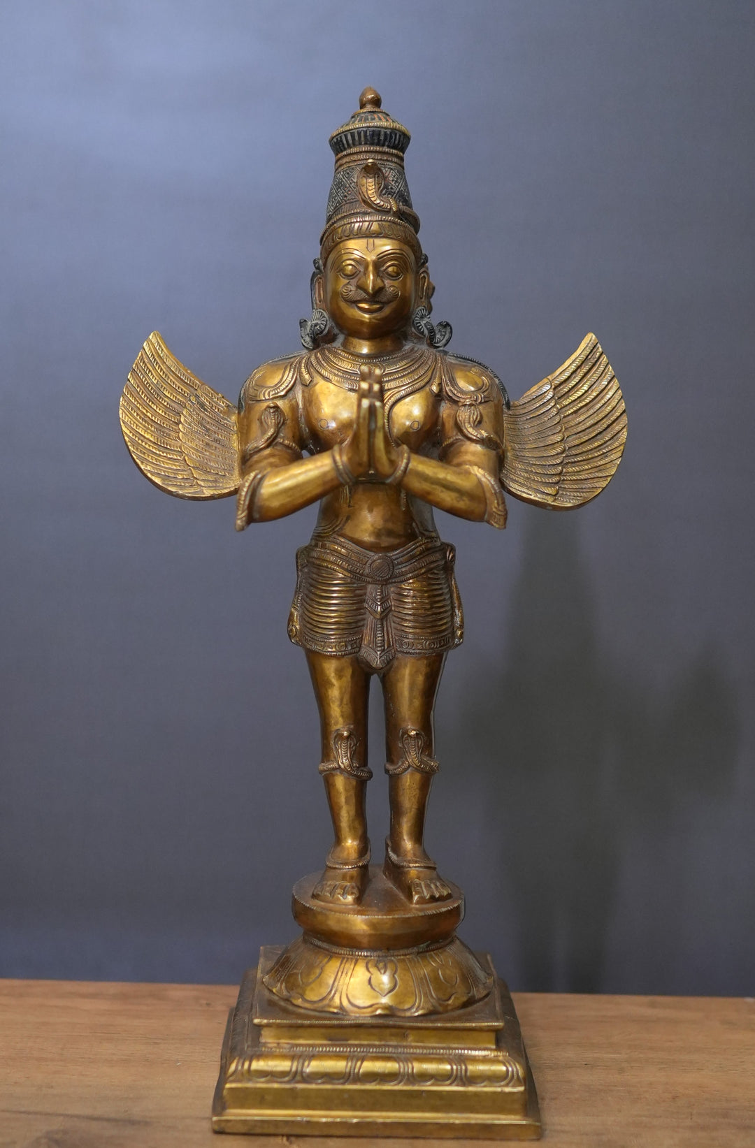 Brass Garuda Standing  Antique Gold 25"