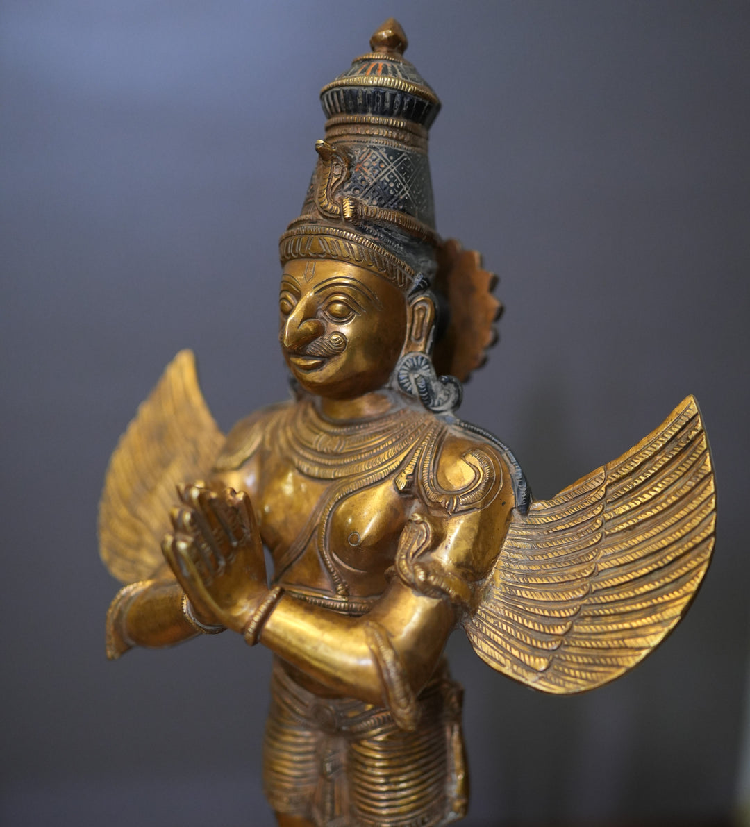 Brass Garuda Standing  Antique Gold 25"