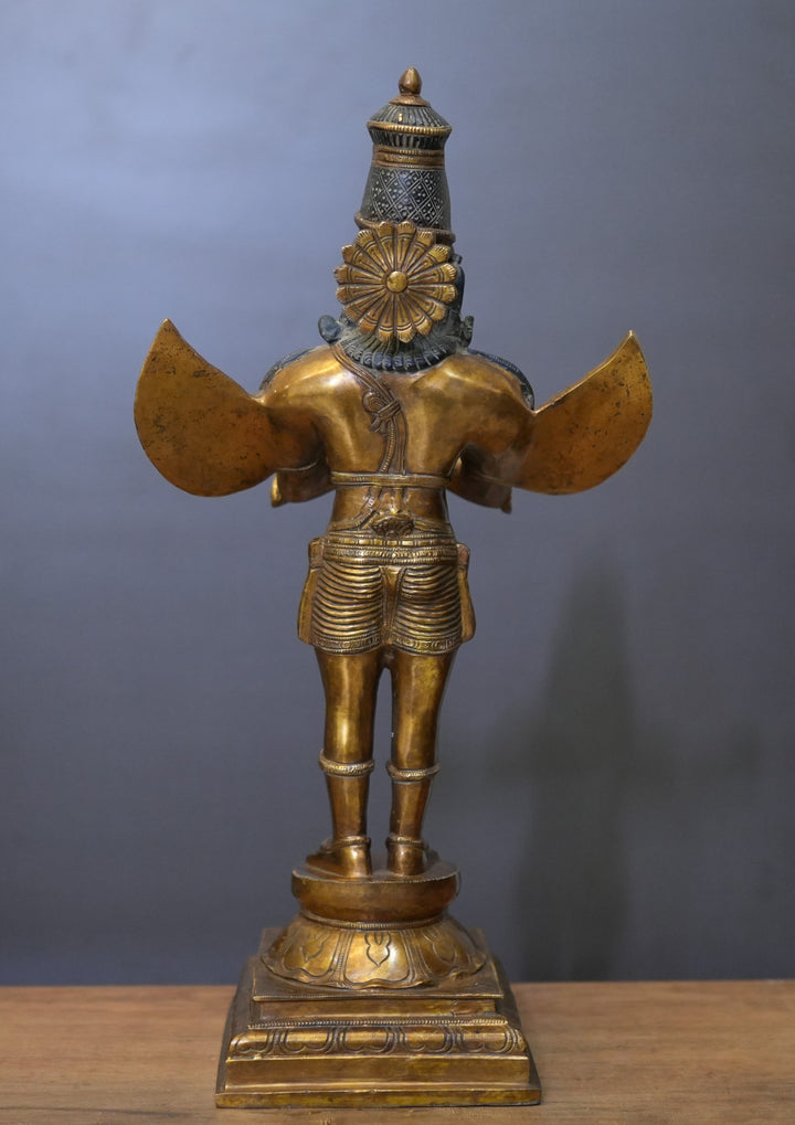 Brass Garuda Standing  Antique Gold 25"