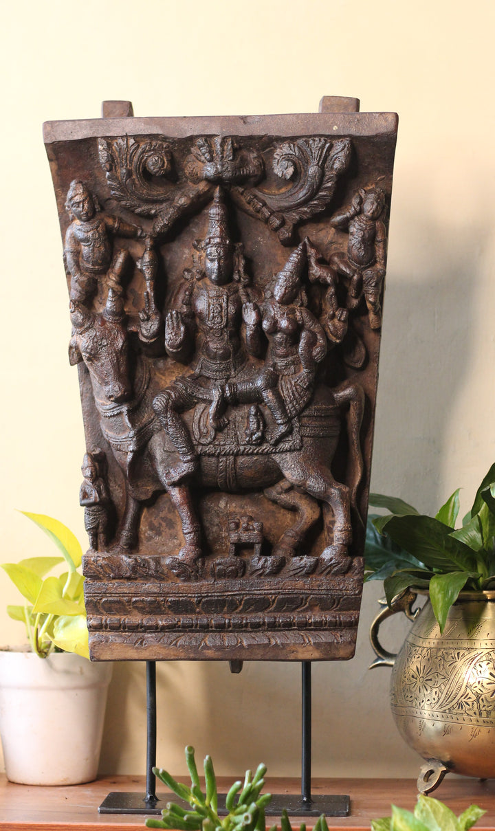 Vintage Wood /Stone Shiva Parvati Idol