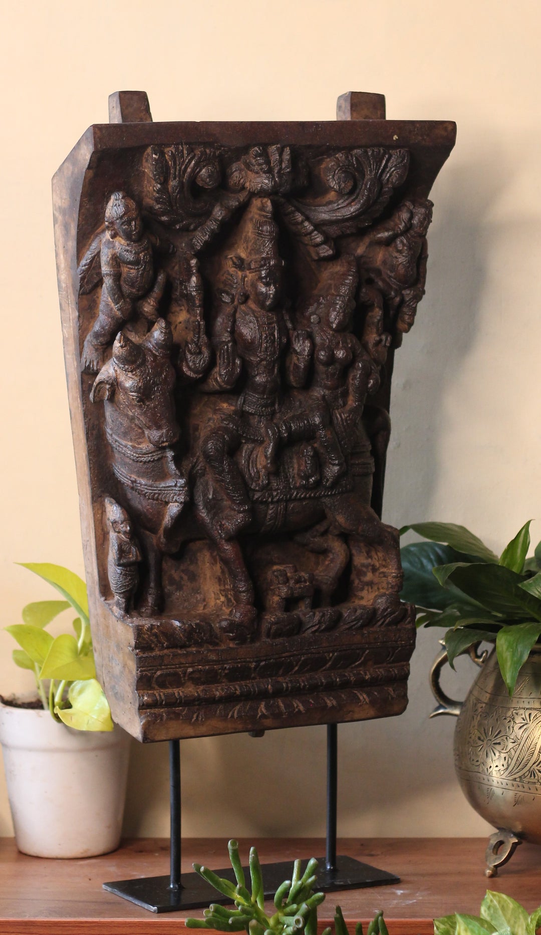 Vintage Wood /Stone Shiva Parvati Idol