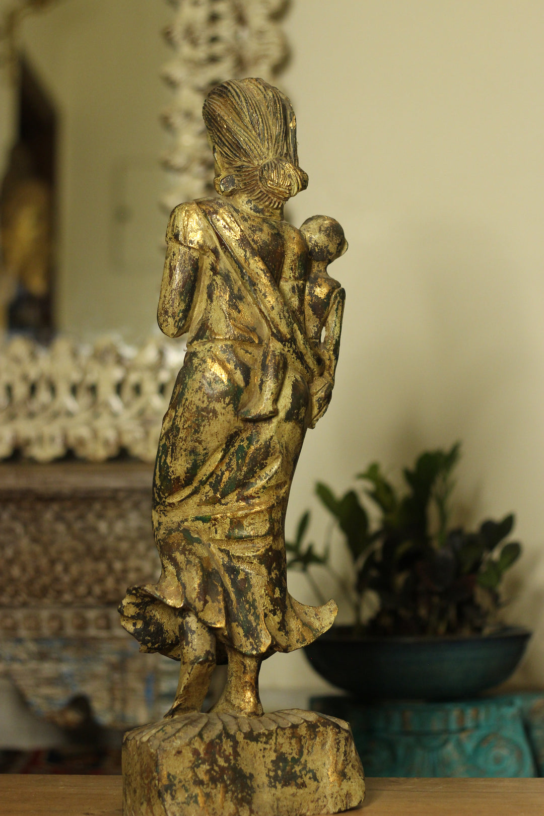 Wooden Vintage Lady Figure