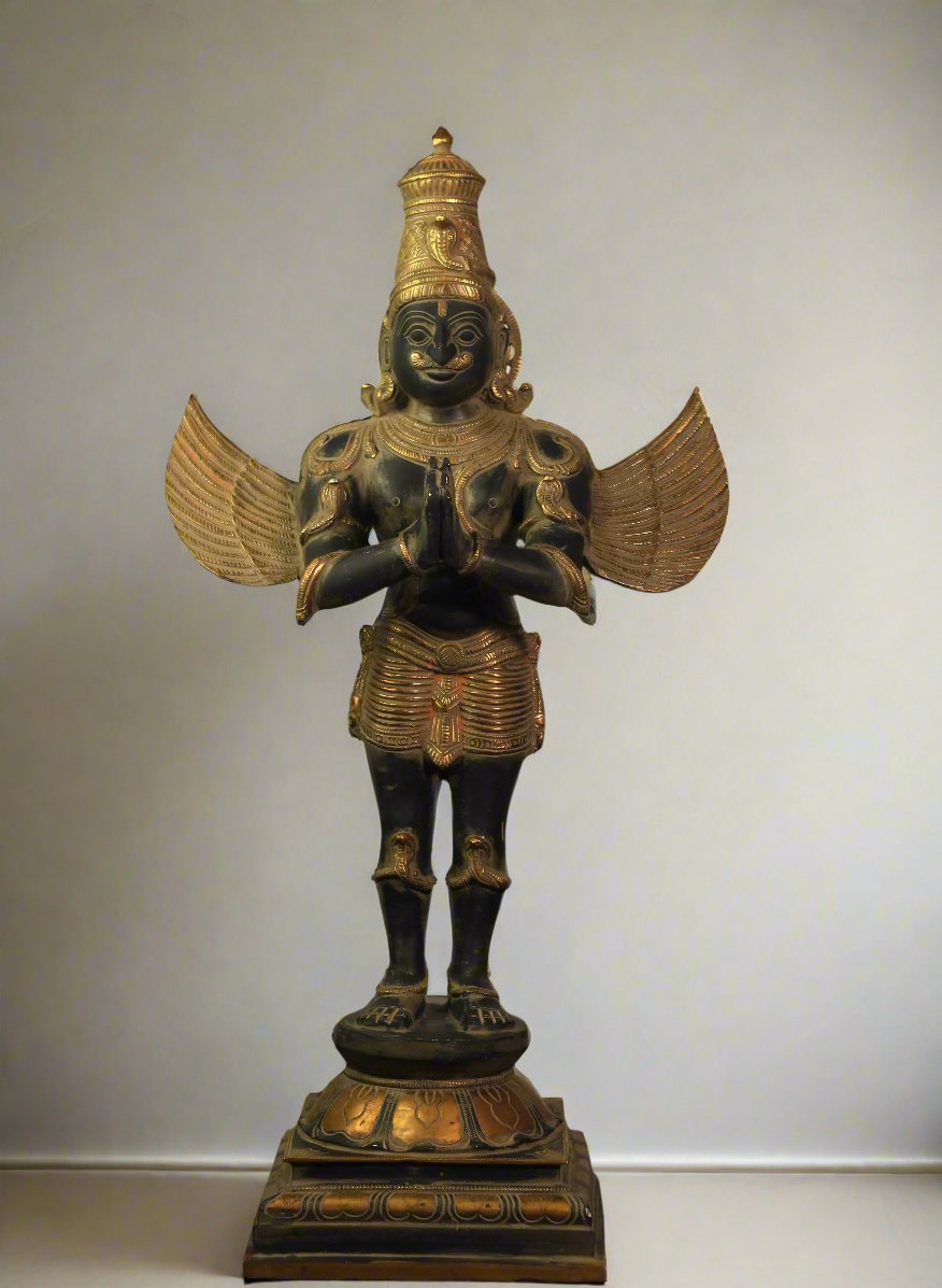 Brass Garuda Standing  Black Rustic Finish 25"