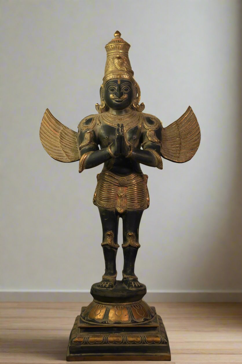 Brass Garuda Standing  Black Rustic Finish 25"