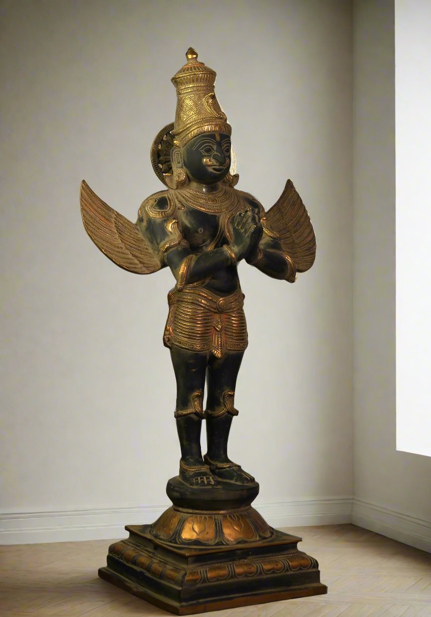 Brass Garuda Standing  Black Antique Gold 25"