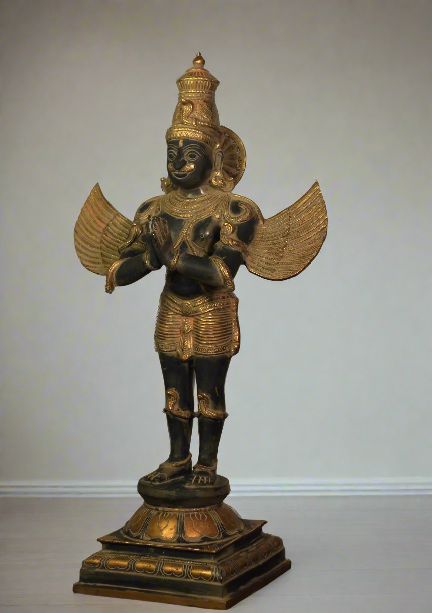 Brass Garuda Standing  Black Rustic Finish 25"