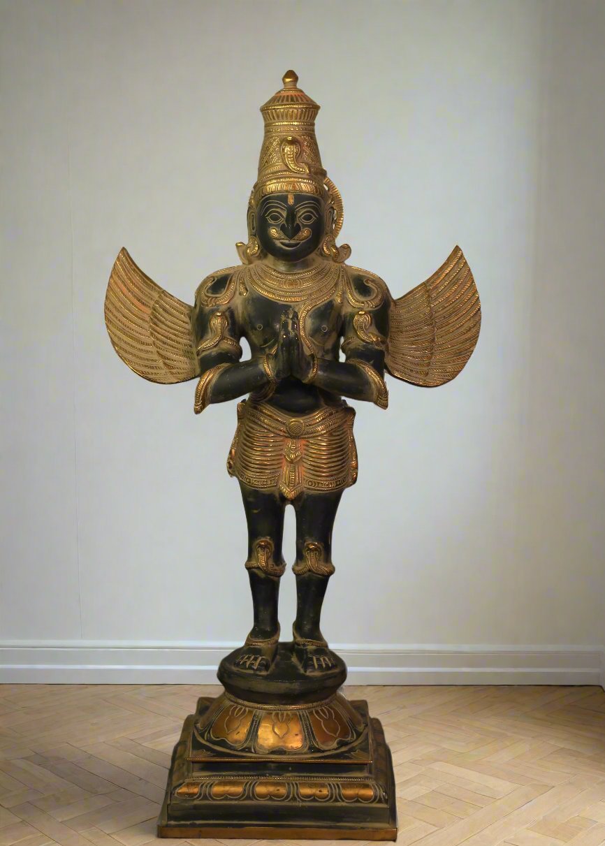 Brass Garuda Standing  Black Antique Gold 25"