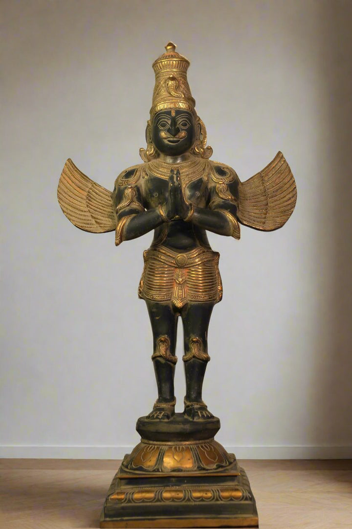 Brass Garuda Standing  Black Rustic Finish 25"