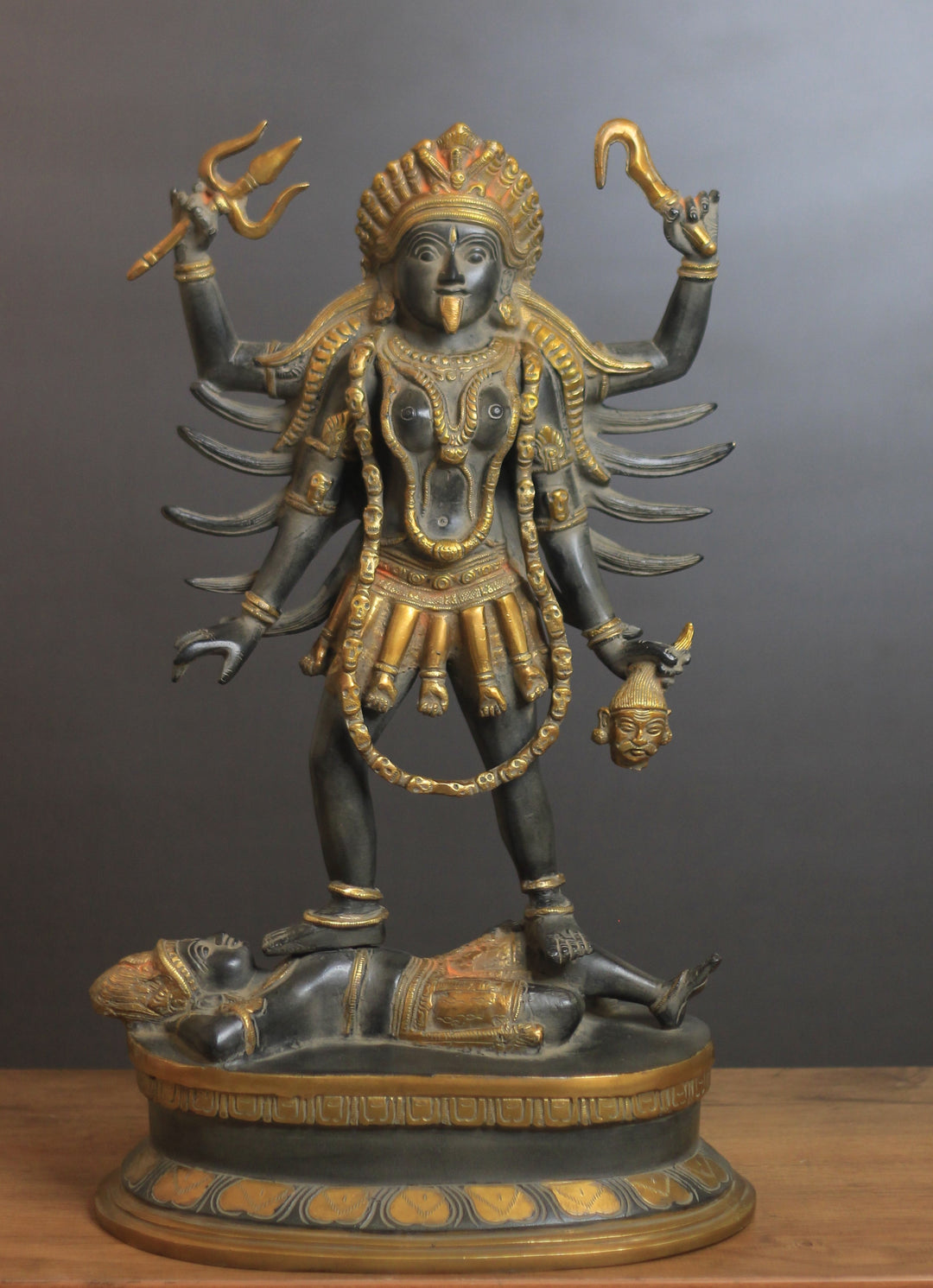 Brass Kaali Antique Black and Gold Finish 19"