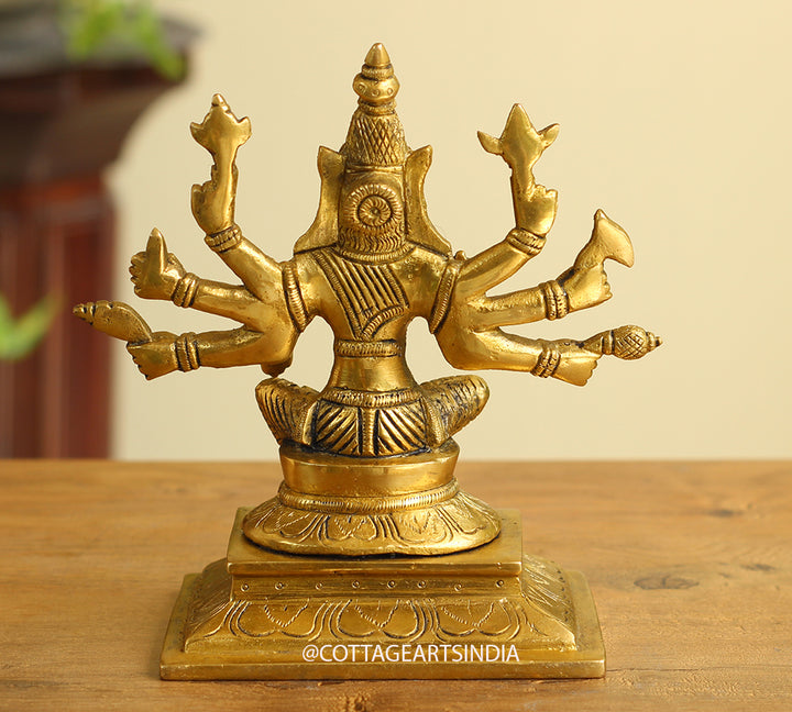 Brass Varaha  8 Hands Sitting Statue