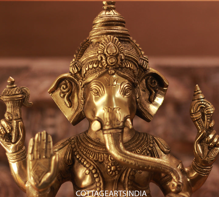 Brass Ganesh Sitting 12.5"