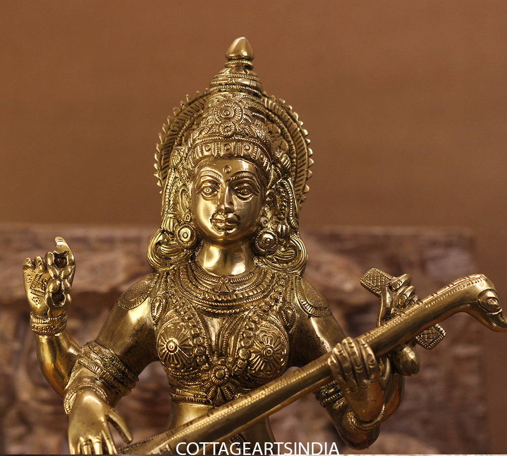 Brass Saraswati Sitting 12 inches