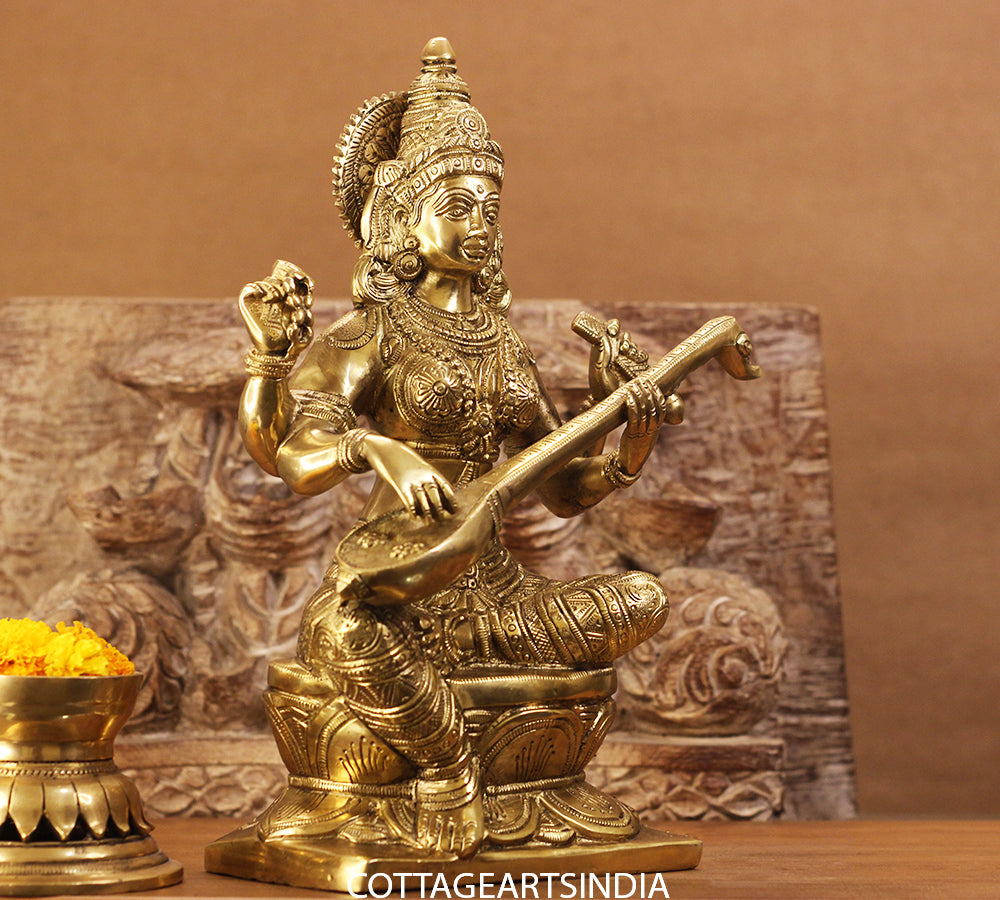 Brass Saraswati Sitting 12 inches