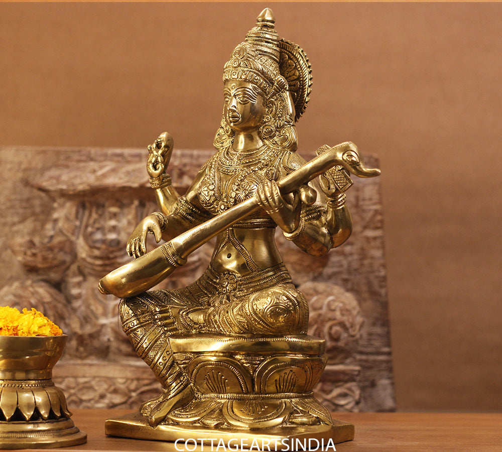 Brass Saraswati Sitting 12 inches