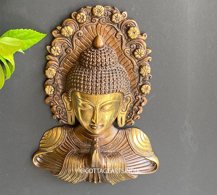 Brass Buddha Mask Wall Hanging Namaste