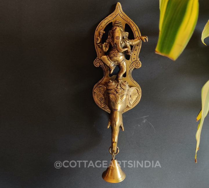 Brass Ganesha Wall Hanging with Bell