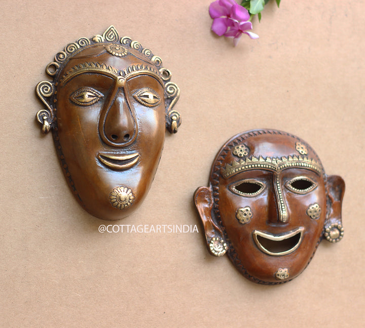 Brass Tibal Wall Mask Pair