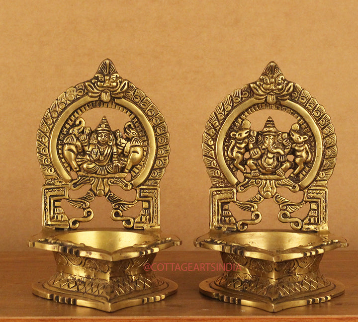 Brass Laxmi Ganesh Vilakku Lamp