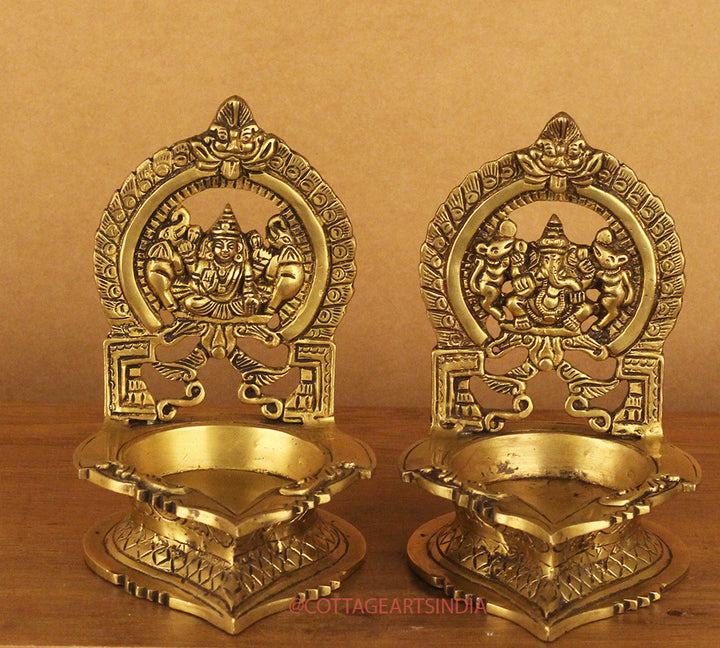 Brass Laxmi Ganesh Vilakku Lamp