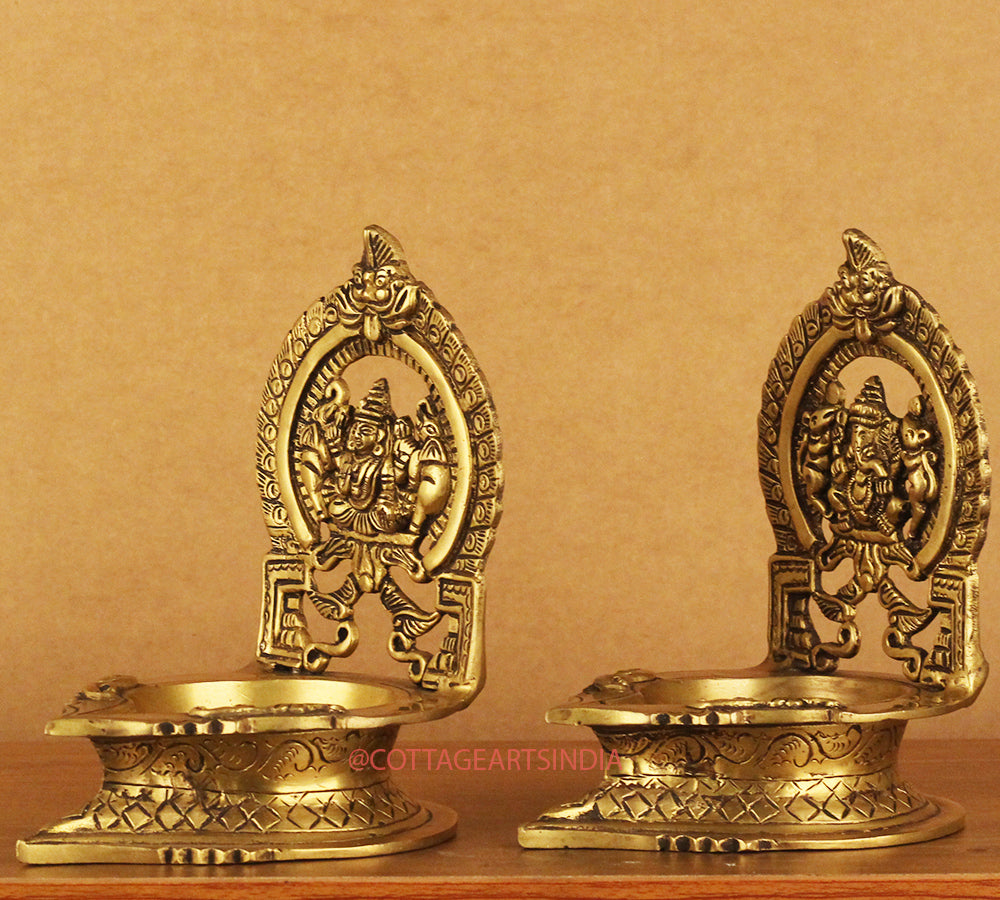 Brass Laxmi Ganesh Vilakku Lamp