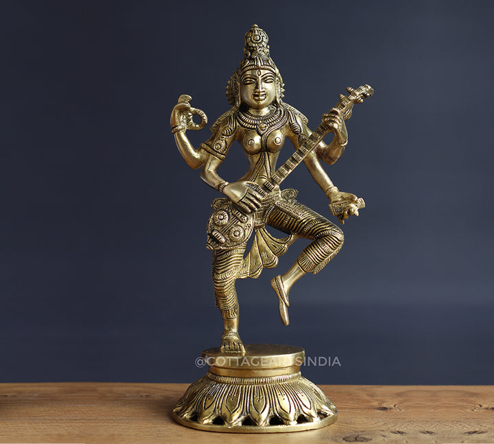 Brass Saraswati 11 "