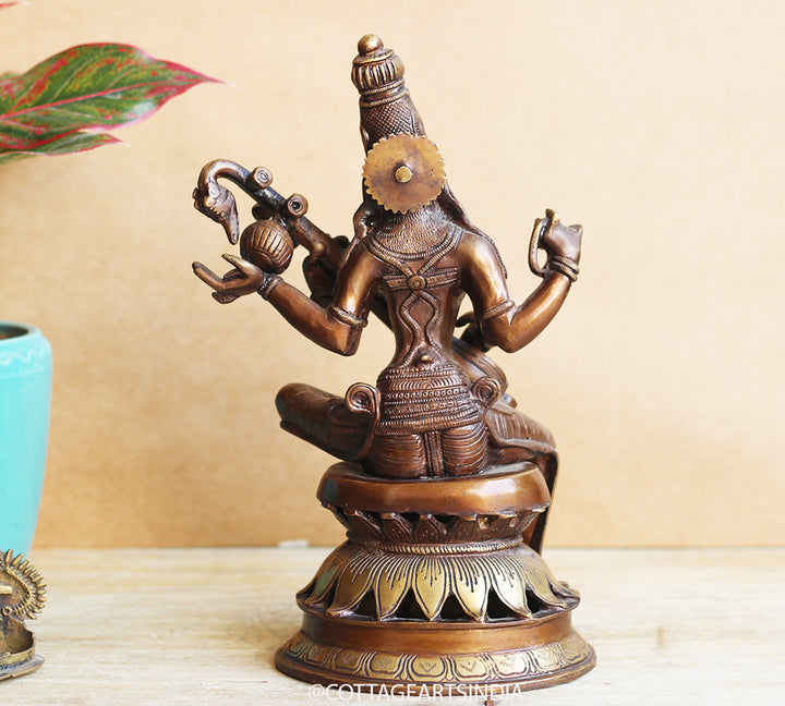 Brass Saraswati on Lotus Stand