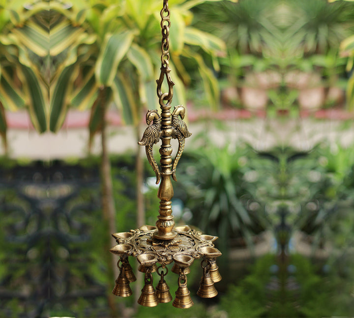 Brass Parrot Oil Hanging Diya