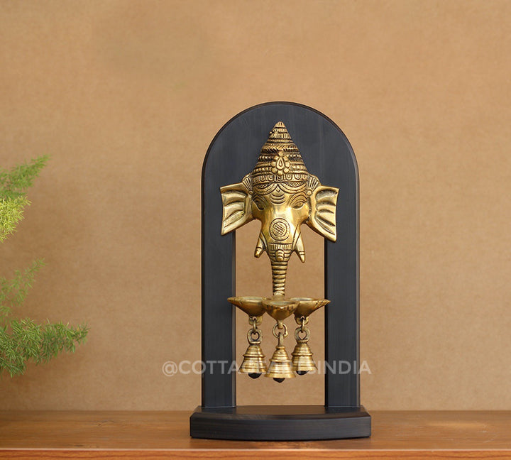 Ganesh Oil Diya on Wooden Stand