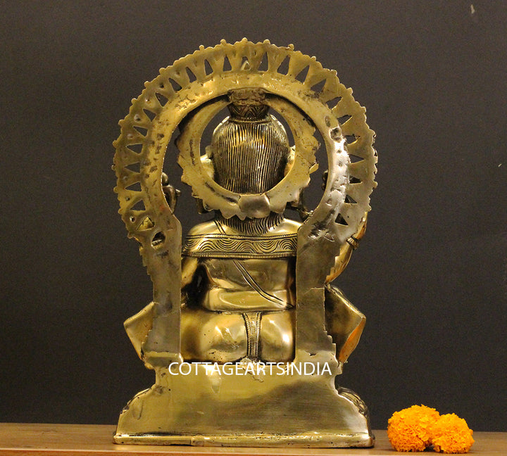 Brass Ganesha With Prabhawal 14"