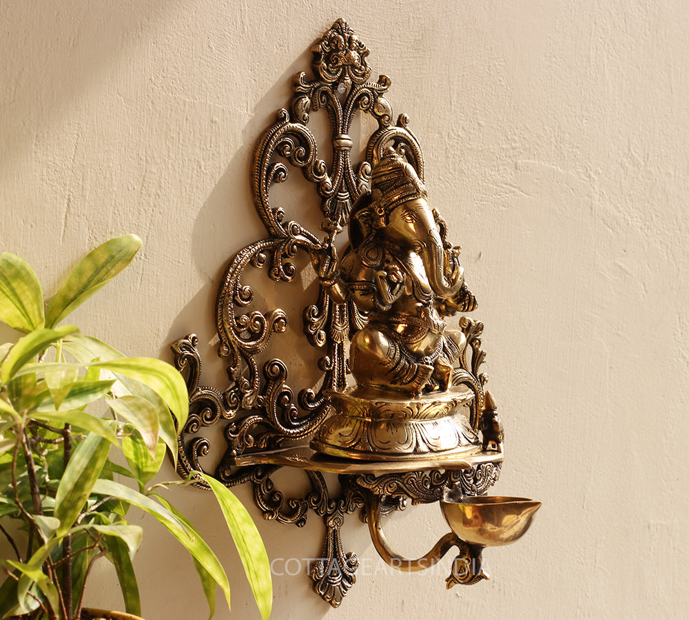 Brass Ganesha Wall Hanging Diya