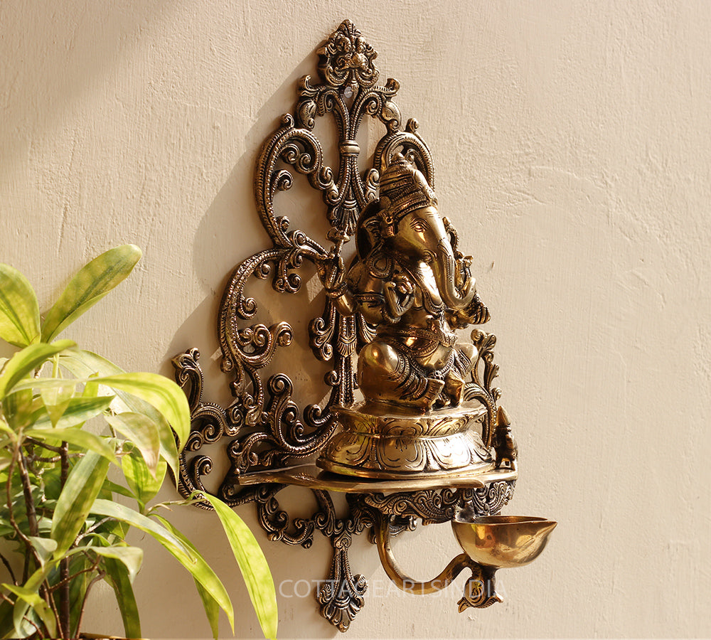 Brass Ganesha Wall Hanging Diya