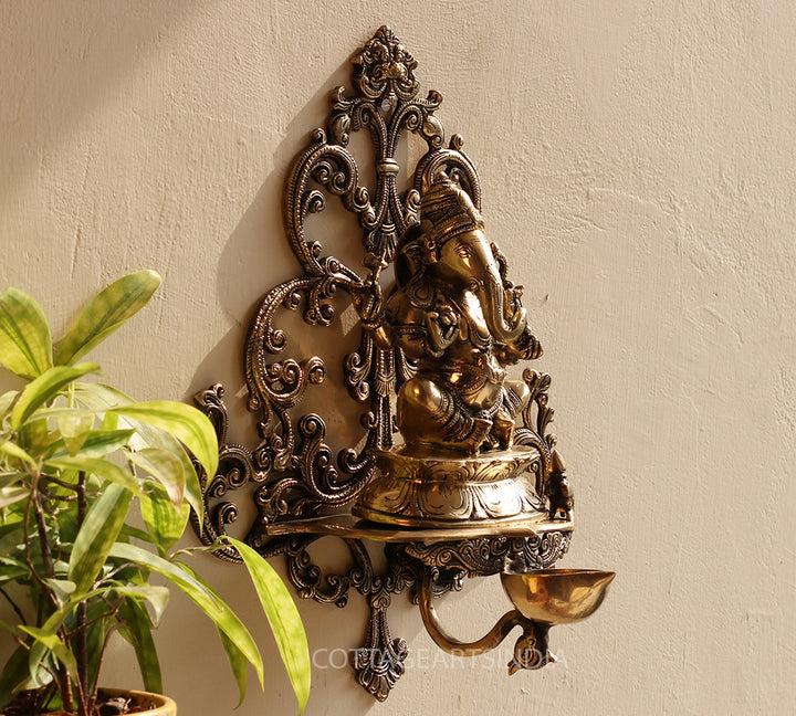 Brass Ganesha Wall Hanging Diya