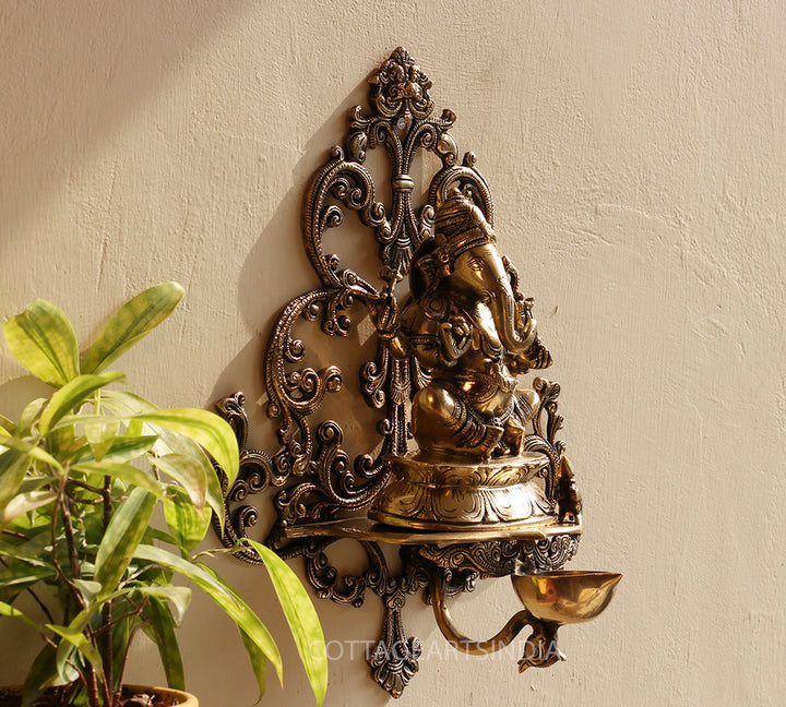 Brass Ganesha Wall Hanging Diya