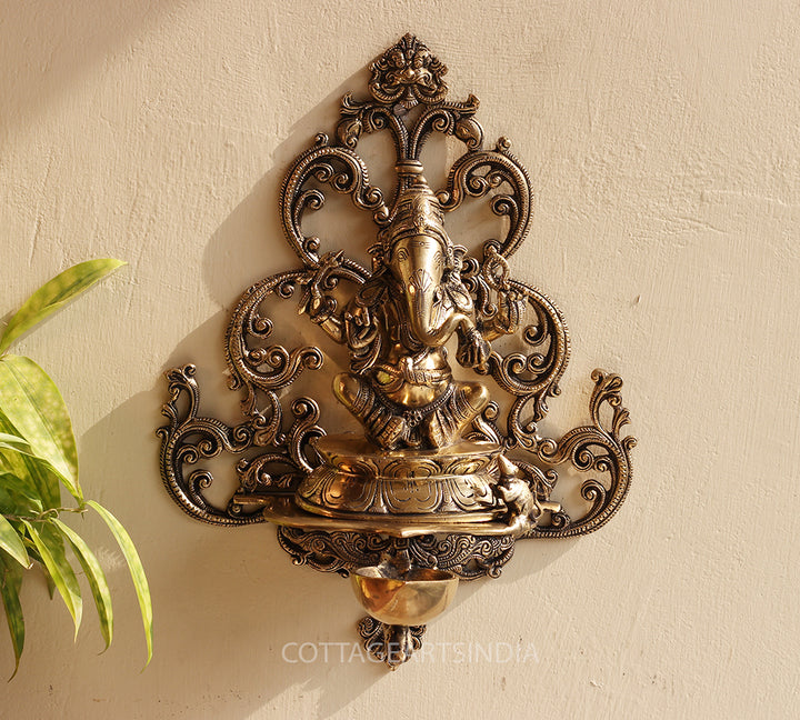 Brass Ganesha Wall Hanging Diya