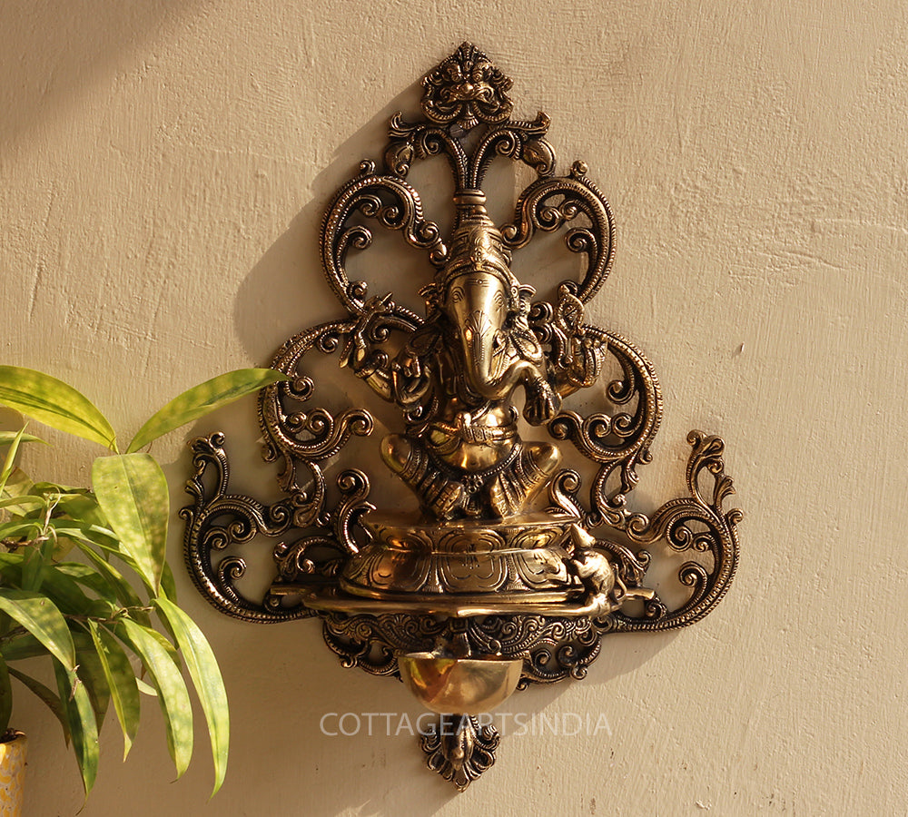 Brass Ganesha Wall Hanging Diya