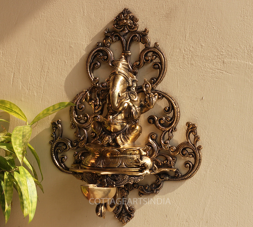 Brass Ganesha Wall Hanging Diya