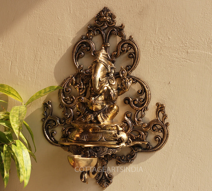 Brass Ganesha Wall Hanging Diya