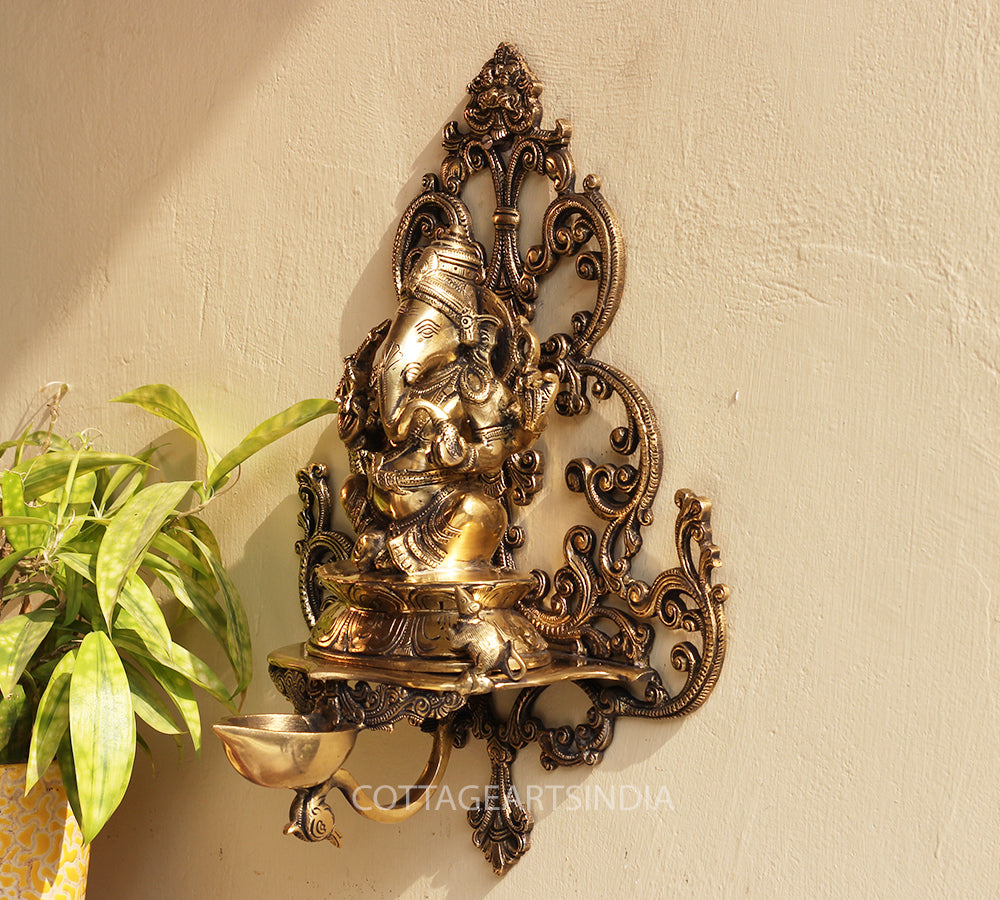 Brass Ganesha Wall Hanging Diya