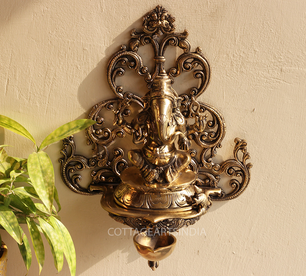 Brass Ganesha Wall Hanging Diya