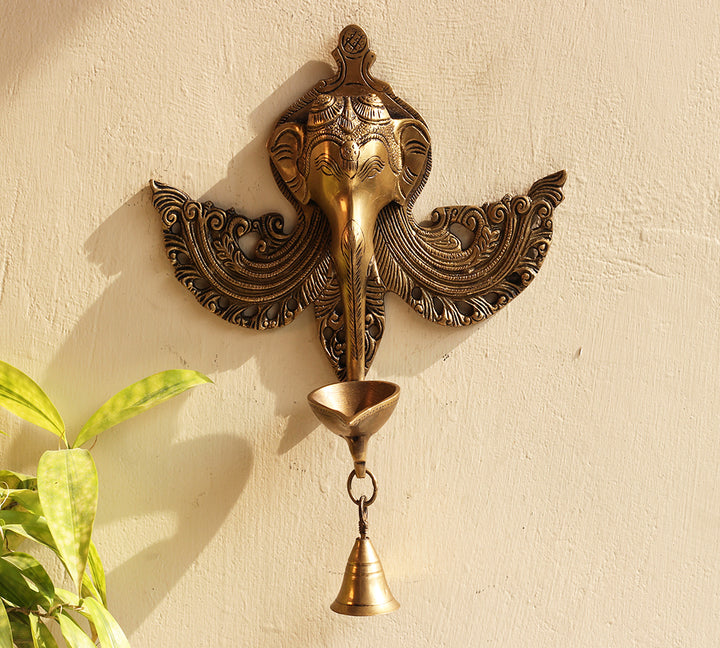 Brass Ganesha Wall Hanging Diya