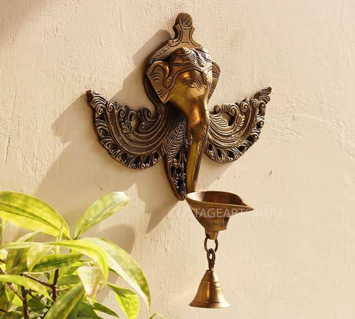 Brass Ganesha Wall Hanging Diya