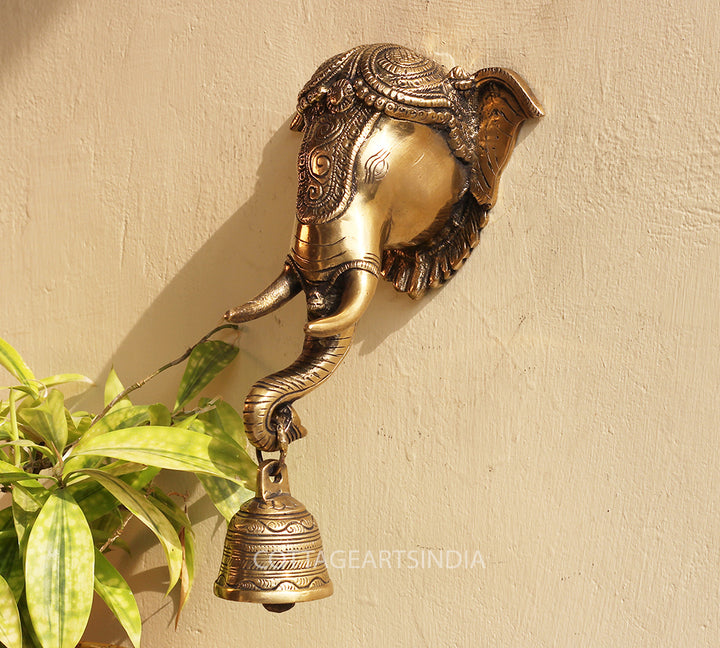 Brass Elephat Bell Wall Hanging